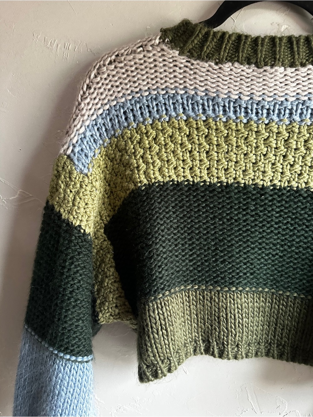 Lelis Cropped Chunky Knit Sweater Colorblock Cottagecore Grunge Cozy Lounge XS - Picture 8 of 11
